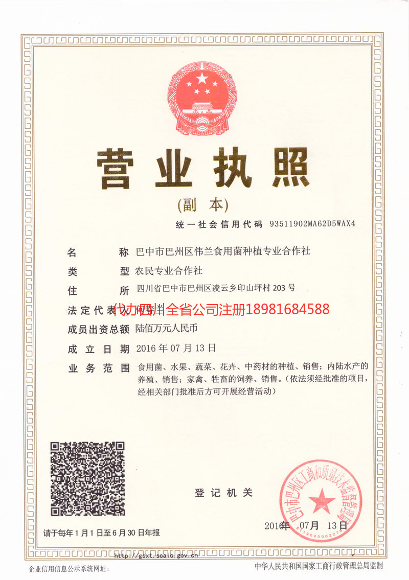 东方东方伟兰食用菌种植专业合作社